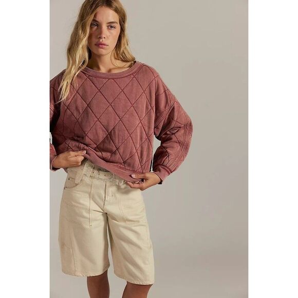 Free People Tops - Free People We The Free Mirage Pullover Sweatshirt Top Diamond Quilted S 283932